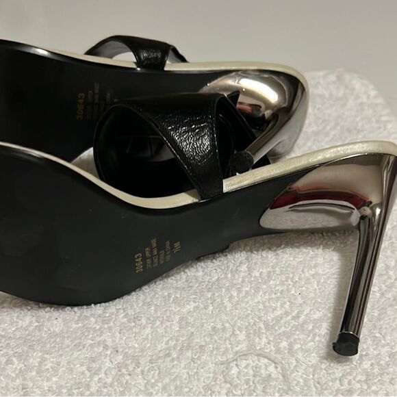 Cami International black sandal silver heels patent leather 7.5 M FIRM on PRICE - Picture 5 of 8